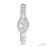 1/3 Ctw Marquise Centerpiece and Round Cut Diamond Fashion Huggie Earrings in 14K White Gold